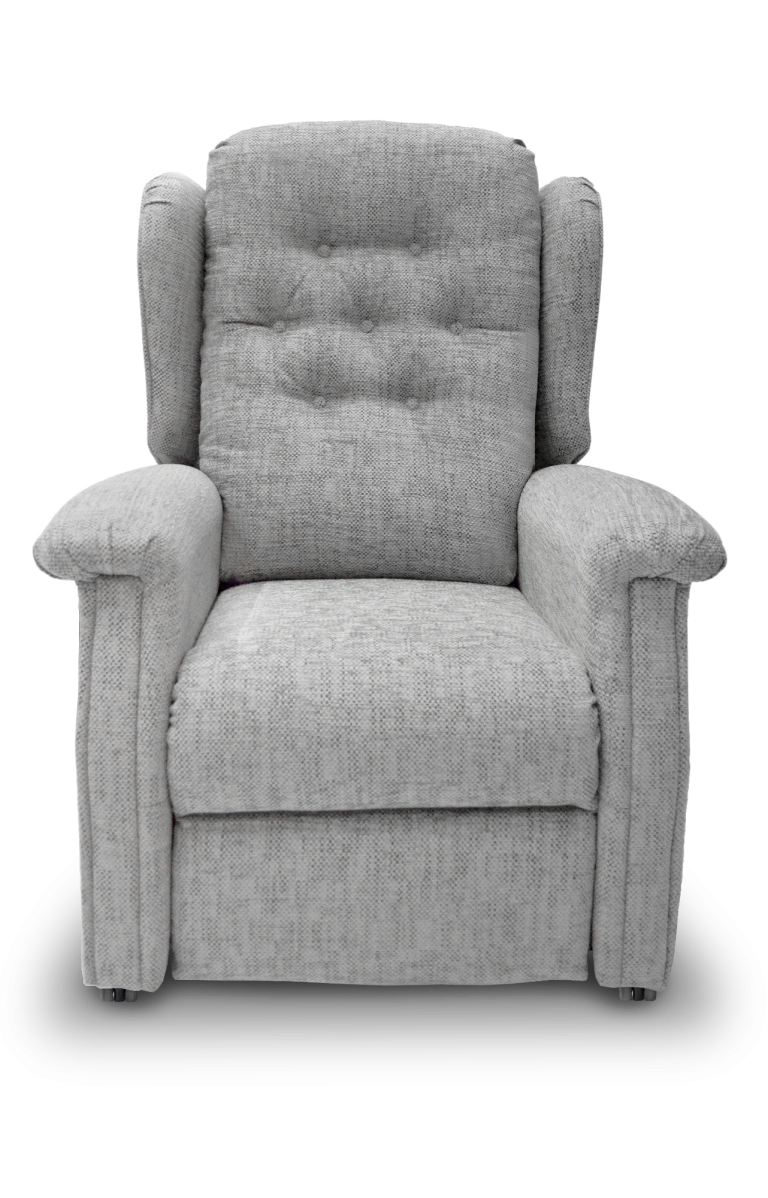 Grey Rise and recliner chair with button back